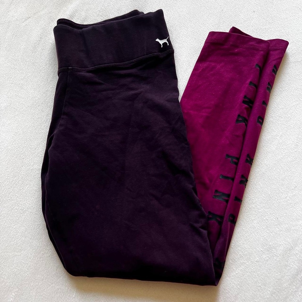PINK Victoria's Secret Purple Maroon Vintage Leggings Y2K College Workout Gym